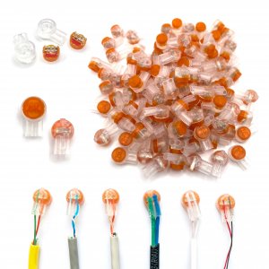 LIUJINCAN 100PCS UY2 K2 Gel-Filled Waterproof IDC Network Cable Telephone Wire Splice Connectors, Double-Blade Moisture Proof Butt for Weak Current Wire Connections