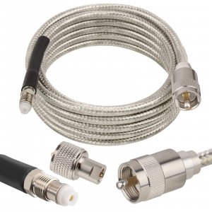 MOOKEERF CB Coax Cable 10ft,Low Loss RG8X Stranded Core CB Antenna Cable with PL-259 and FME/PL259 Male Connector - 10 Foot