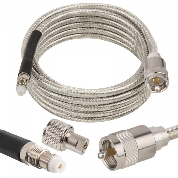 MOOKEERF CB Coax Cable 10ft,Low Loss RG8X Stranded Core CB Antenna Cable with PL-259 and FME/PL259 Male Connector - 10 Foot