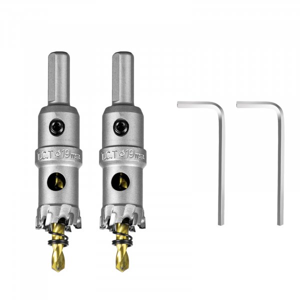 SALI 3/4" (19mm) TCT Hole Saw Kit Tungsten Carbide Tipped Hole Saw Drill Bit with Titanium-Plated Pilot Drill bit for Metal, Stainless Steel, Iron, Wood, Plastic 2pcs