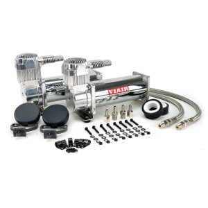 VIAIR 444C Dual Air Compressor for Air Suspension (2 Pack) 12V Continuous Duty Cycle Compressor for Air Tanks, Bags & Air Horns 200 PSI (Chrome)