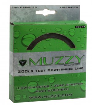 Muzzy 1078 Lime Green 200 Pound Test Braided Bowfishing Line 100 Ft Spool
