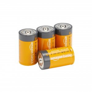 Amazon Basics 4-Pack D Cell Alkaline Batteries, 1.5 Volt, 5-Year Shelf Life, Long-Lasting Power, for Clocks