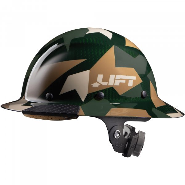 LIFT SAFETY Dax Carbon Fiber Full Brim Hard Hat | Reinforced Shell | All-Day Comfort | Expanded Coverage | Jungle Camo Gloss