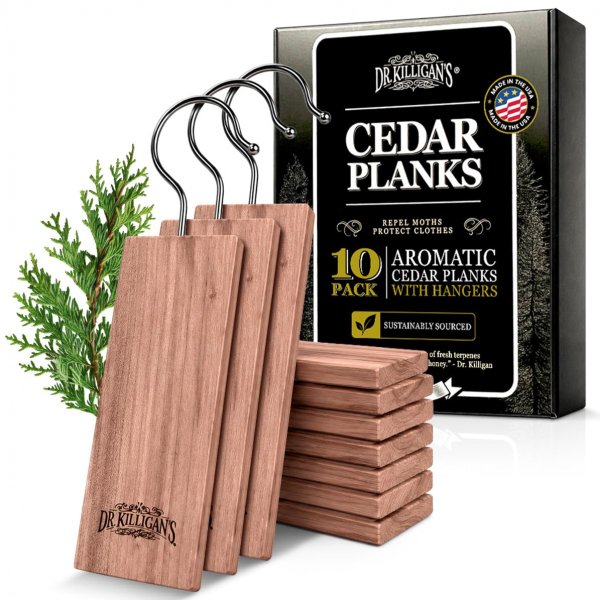 Dr. Killigan's 10 Pack Cedarwood Planks, Cedar Blocks for Clothes Storage
