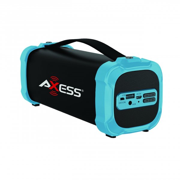 AXESS SPBT1073BL Outdoor Bluetooth Speaker 3.5 AUX Recharge Batt Subwoofer Blue