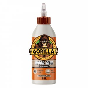 Gorilla Wood Glue, 8 oz., Water Resistant PVA Wood Glue for Indoor & Outdoor Projects, Fast Clamp, Natural Color, Paintable & Sandable