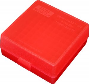 MTM P10022M29 Ammo Box 100 Round  22 Mag/17 HMR (Clear Red)