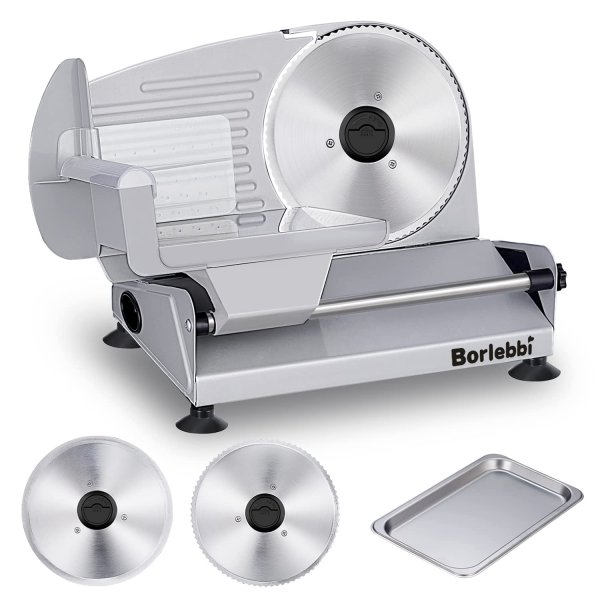Meat Slicer, 200W Electric Food Slicer with 2 Removable 7.5" Blades