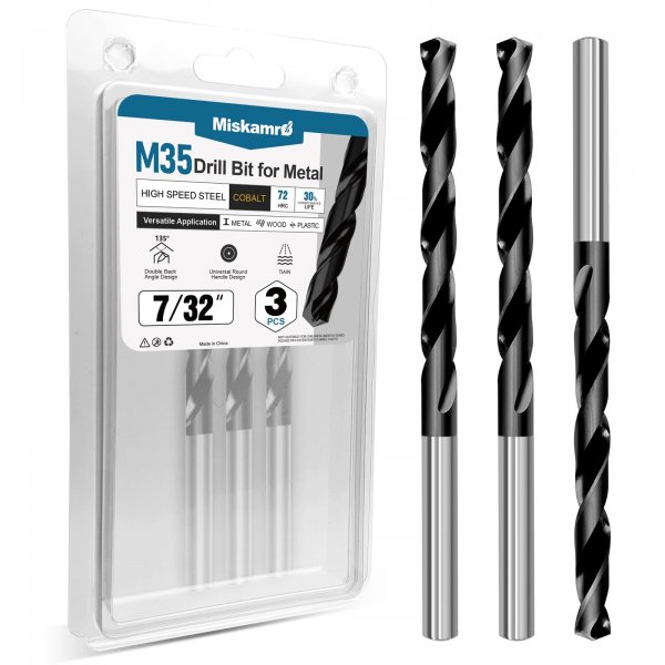 7/32 Inch Cobalt Drill Bit Set, HSS M35, Industrial Grade, TiAlN Coated
