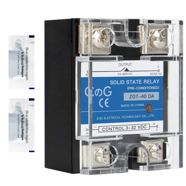 CG Solid State Relay SSR-40DA DC to AC Input 3-32VDC to Output 24-480VAC 40A Single Phase Plastic Cover…