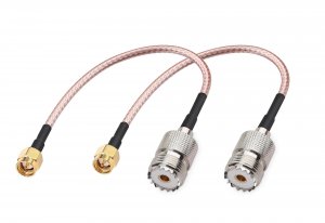 DHT Electronics Handheld Antenna Cable SMA Male to UHF SO-239 Female Connectors 6'' Pack of 2 for Amplifier