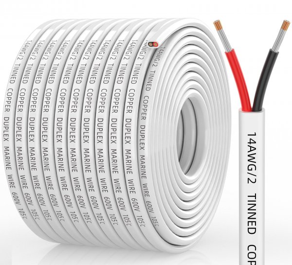 CONEPY 14 Gauge Marine Wire, 14 Gauge Wire Duplex Marine Grade Cable, 100FT