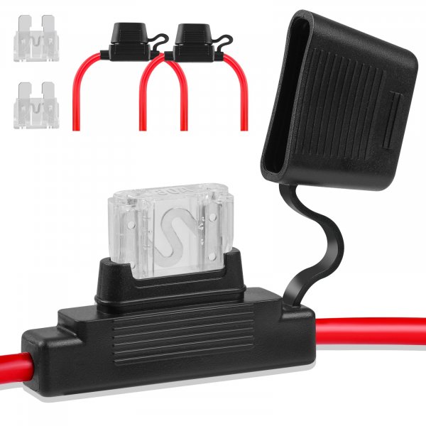 Inline Fuse Holder 12V 2 Pack, 8 AWG Waterproof Blade Fuse Holder 11.8 Inch, in Line Fuses Holders 12V with 2 Pcs Maxi Car Fuses 80A for Automotive, Marine by XIOGZAXI