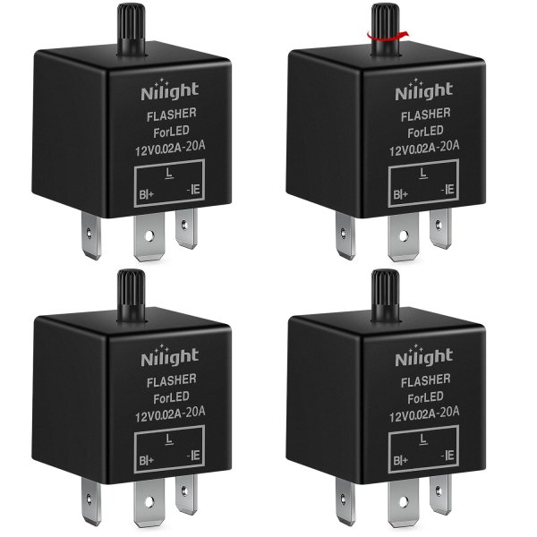 Nilight 4PCS 12V 3Pin CF13 Adjustable Flasher Relay for Car Turn Signal