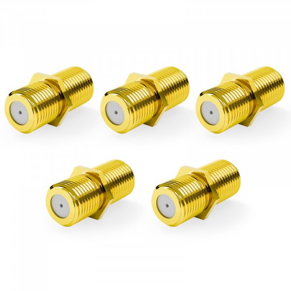 VCE Coaxial Cable Connector, RG6 Coax Cable Extender F-Type Gold Plated Adapter Female to Female for TV, Satellite, 5-Pack