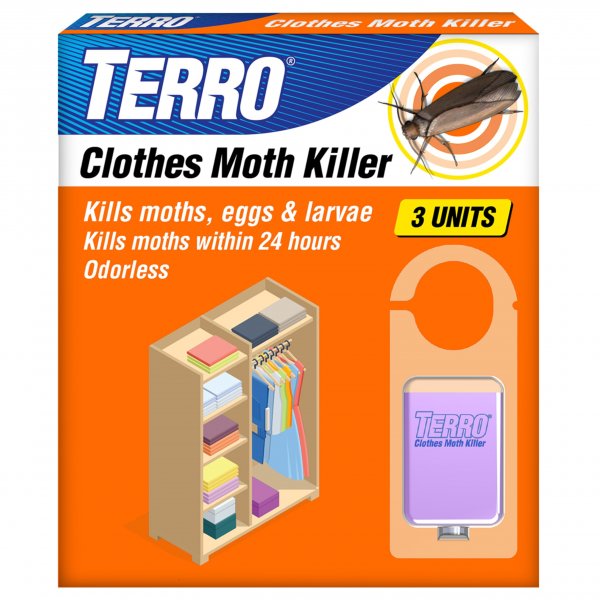 TERRO Clothes Moth Killer, 3-Pack, Kills Adult Moths, Larvae & Eggs