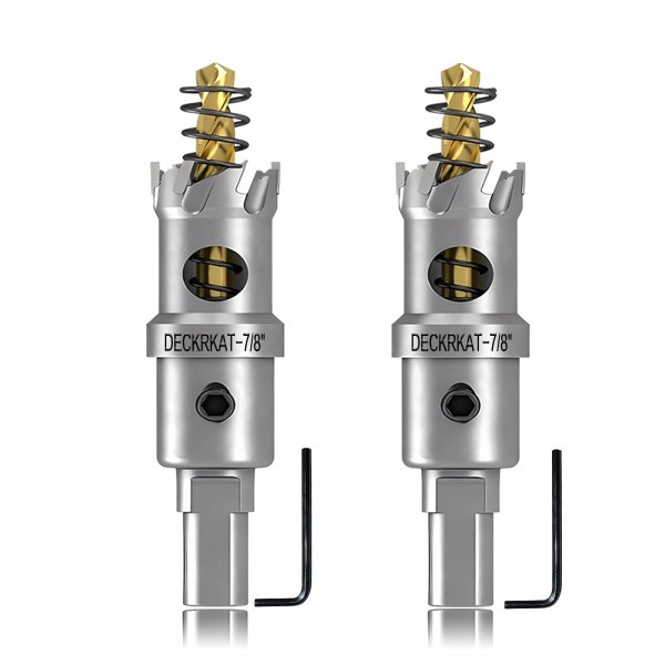 2-Pack 7/8" TCT Hole Saws for Hard Metal, Heavy Duty 22mm Tungsten Carbide Tipped Hole Cutters Set with Spring-Loaded Pilot Drill Bits for Stainless Steel, Metal, Iron, and Plastic