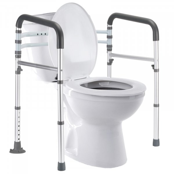 Lianjindun Toilet Safety Rails (350 lb), Adjustable Toilet Frame for Elderly, Seniors, Handicap & Disabled, Foldable Handicap Toilet Handles Fit Any Toilets (Gray)