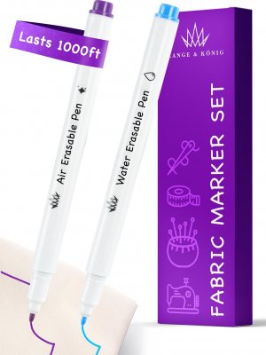Lange & König Air & Water Erasable Fabric Markers for Sewing Products - Sewing Supplies Quilting Supplies Sewing Accessories Sewing Gifts Quilting Gifts Embroidery Supplies, Tailors Chalk Alternative