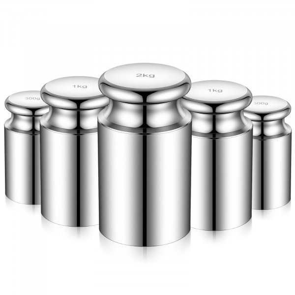 Sabary 5kg 5000g 5 Pcs M1 Precision Calibration Weight Set with 1pcs 2kg 2000g 2pcs 1kg 1000g and 2pcs 0.5 kg Steel Chrome Plating Calibration Weights for Digital Scale and Laboratory Equipment