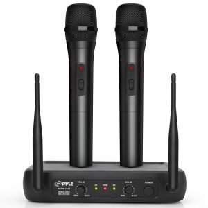 Pyle PDWM2135 VHF Fixed Frequency Wireless Microphone System w/ 2 Handheld Mics