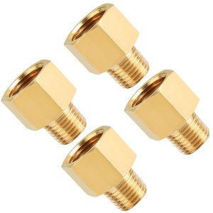 SUNGATOR 4-Pack 3/8 Inch Female to 1/4 Male Reducer, NPT Brass Pipe Fittings Adapters, 1/4" Male to 3/8" Female NPT Reducer Adapters, Brass Pipe Extension Connectors