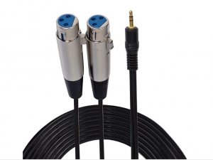 Pyle PCBL38FT6 12-Gauge 3.5mm Male to Dual XLR Female Cable, 6ft