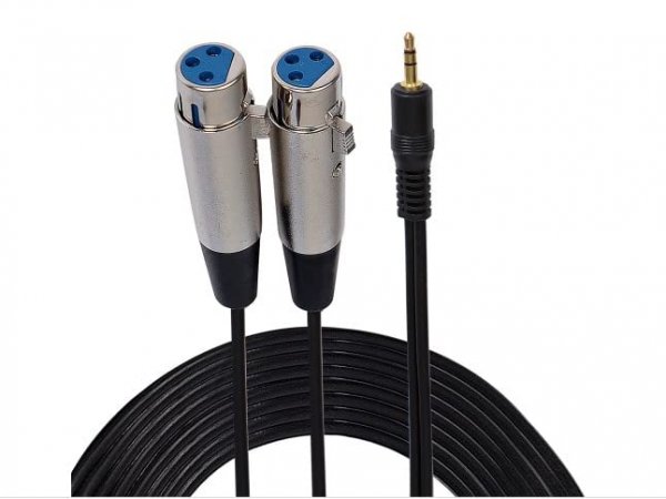Pyle PCBL38FT6 12-Gauge 3.5mm Male to Dual XLR Female Cable, 6ft