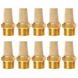 Quickun Air Pneumatic Mufflers, 1/4" Male Thread Sintered Bronze Exhaust Muffler Silencer (Pack of 10)