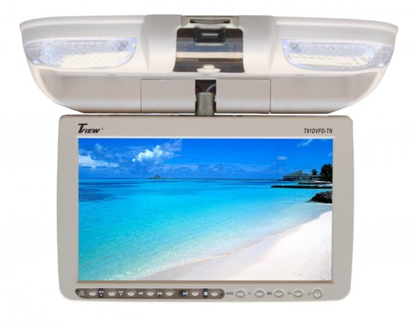 Tview T91DVFDTN 9 Flip Down Monitor with Built In DVD Player (Tan)