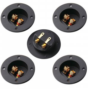 Arroyner 5Pcs 3-Inch Speaker Box Terminal Cup DIY 2-Way Speaker Box Terminal Binding Post Round Spring Cup Connector