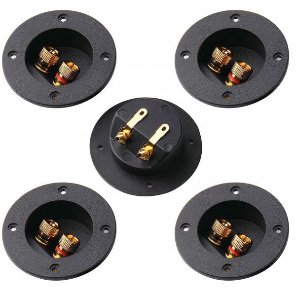 Arroyner 5Pcs 3-Inch Speaker Box Terminal Cup DIY 2-Way Speaker Box Terminal Binding Post Round Spring Cup Connector
