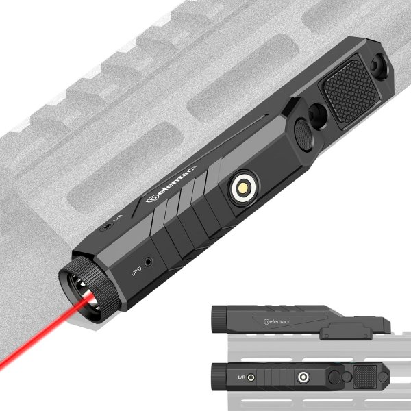 DEFENTAC 1600 Lumens Red Laser Light Combo Compatible with Mlok/Picatinny for Rifle, Weapon Light with with Momentary Strobe, Rechargeable