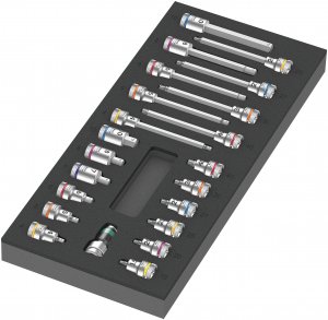 Wera 05150113001 9723 Foam Insert Zyklop B 3/8" bit Socket Set 1, 22 Pieces