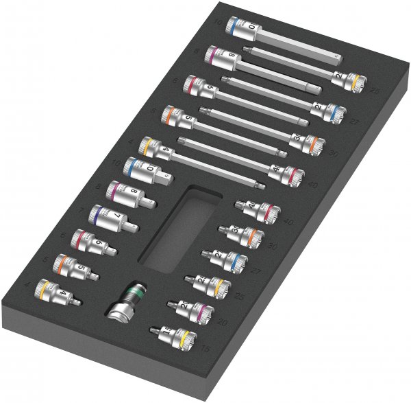 Wera 05150113001 9723 Foam Insert Zyklop B 3/8" bit Socket Set 1, 22 Pieces