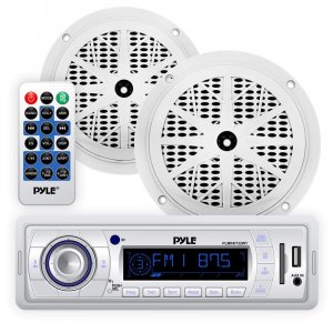 Pyle PLMRKT32WT Mechless Marine Stereo w/ 5.25" Speaker pair