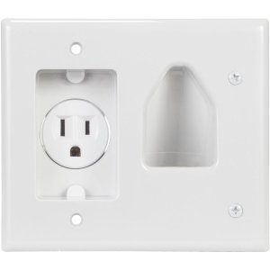 Datacomm Electronics 45-0021-WH 2-Gang Recessed Low Voltage Cable Plate