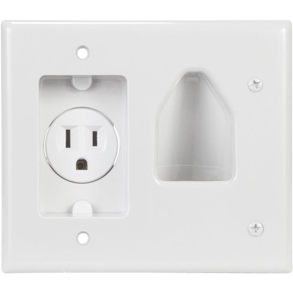 Datacomm Electronics 45-0021-WH 2-Gang Recessed Low Voltage Cable Plate
