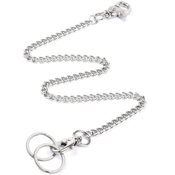 Wisdompro Wallet Chain, 16 inch Heavy Duty Pocket Keychain - Silver