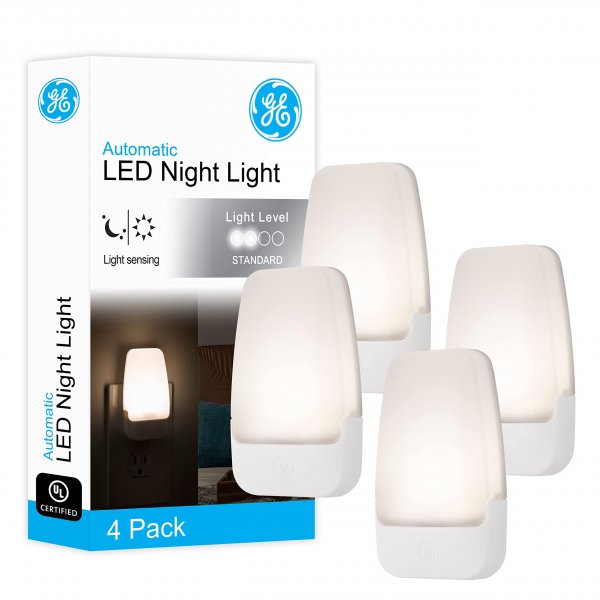 GE Plug in Night Light with Dusk to Dawn Sensor, 4 Pack