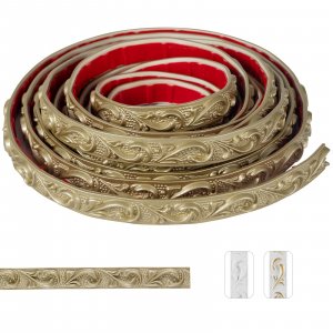 Zefuriam 0.8" x16.4FT Champagne Gold Crown Molding Trim - Peel and Stick 3D Floral Wall Trim for Mirror Frames, Furniture & Ceiling Decor (Self-Adhesive PVC)