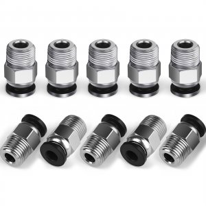 StLiSuYmx 10PCS Premium PC4-M10 Pneumatic Quick Connector Fittings, Bowden Tube Coupler Male Straight PTFE Tube Push for E3D-V6, Bowden Extruder Parts Compatible with Ender-3 and Ender-3 V2 3D Printer
