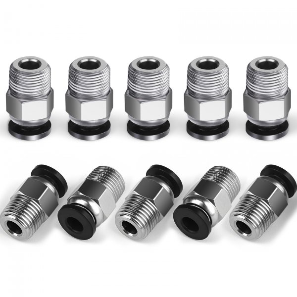StLiSuYmx 10PCS Premium PC4-M10 Pneumatic Quick Connector Fittings, Bowden Tube Coupler Male Straight PTFE Tube Push for E3D-V6, Bowden Extruder Parts Compatible with Ender-3 and Ender-3 V2 3D Printer