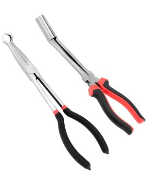 QWORK Spark Plug Boot Removal Pliers Set – Long Reach and Non-Slip Grip for Gasoline Engine Maintenance