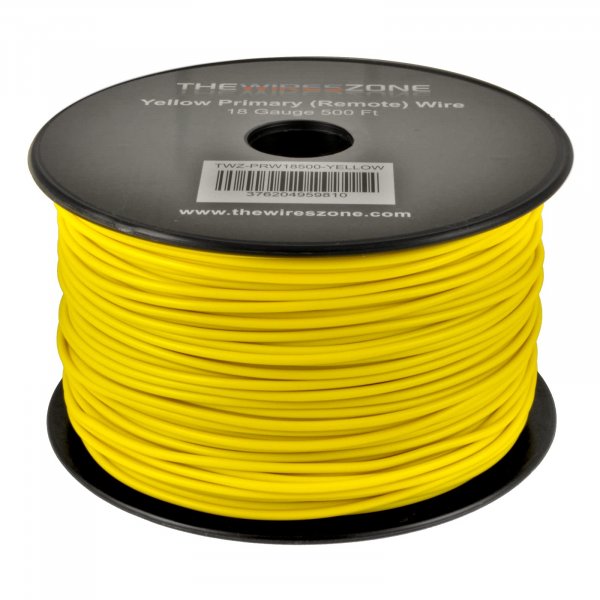 The Wires Zone 18 Gauge AWG 500' Feet ft Stranded Primary Remote Wire Cable (Yellow)