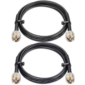 MOOKEERF RG8x Jumper Cable 3ft,2 Pack PL259 Jumper CB Coax Cable 50 Ohm,UHF PL259 Male to Male Low Loss CB Antenna Extension for HAM Radio,VHF Radio,SWR Meter,Antenna Analyzer