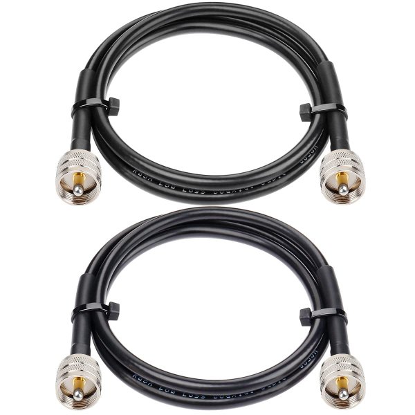 MOOKEERF RG8x Jumper Cable 3ft,2 Pack PL259 Jumper CB Coax Cable 50 Ohm,UHF PL259 Male to Male Low Loss CB Antenna Extension for HAM Radio,VHF Radio,SWR Meter,Antenna Analyzer