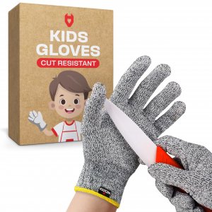 NoCry Kids Cutting Gloves, XS (8-12 Years) — 100% Food Grade and Level 5 Protection — Comfortable and Lightweight, Yet Tough — Ambidextrous — Ideal for Fishing, Wood Carving and Whittling