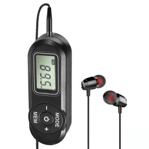 SWDSTP Personal Portable FM Radio, Pocket Radio with Excellent Reception, Digital Tuning LCD Display, Stereo Earphone with Volume Control Slider, Removable Back Clip, Mini Radio for Walking, Jogging